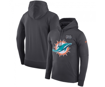 Men's Miami Dolphins Nike Anthracite Crucial Catch Performance Pullover Hoodie
