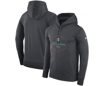 Men's Miami Dolphins Nike Charcoal Sideline Property Of Wordmark Logo Performance Pullover Hoodie