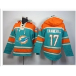 Miami Dolphins #17 Ryan Tannehill Aqua Green Sawyer Hooded Sweatshirt NFL Hoodie