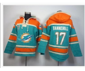 Miami Dolphins #17 Ryan Tannehill Aqua Green Sawyer Hooded Sweatshirt NFL Hoodie