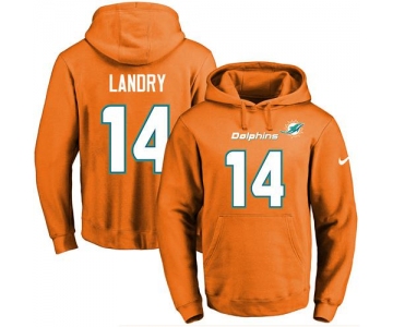 Nike Dolphins #14 Jarvis Landry Orange Name & Number Pullover NFL Hoodie