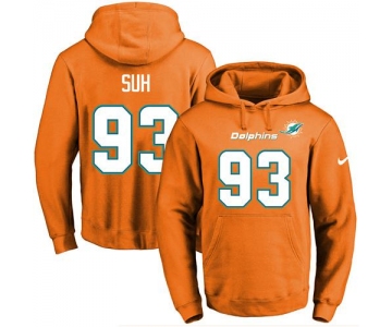 Nike Dolphins #93 Ndamukong Suh Orange Name & Number Pullover NFL Hoodie