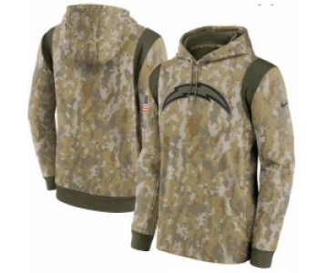 Men Los Angeles Chargers Nike Camo 2021 Salute To Service Therma Performance Pullover Hoodie