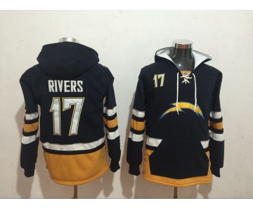 Men's San Diego Chargers #17 Philip Rivers NEW Navy Blue Pocket Stitched NFL Pullover Hoodie