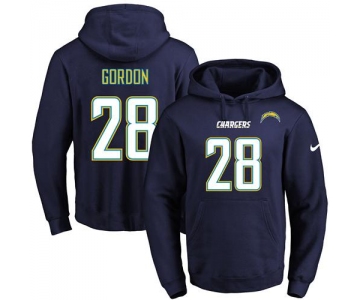 Nike Chargers #28 Melvin Gordon Navy Blue Name & Number Pullover NFL Hoodie