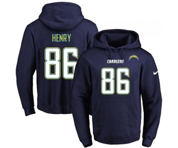 Nike Chargers #86 Hunter Henry Navy Blue Name & Number Pullover NFL Hoodie