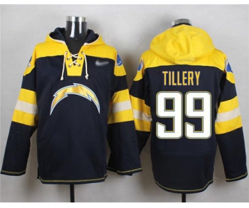 Nike Chargers #99 Jerry Tillery Navy Blue Player Pullover Hoodie