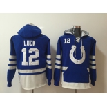 Men's Indianapolis Colts #12 Andrew Luck NEW Royal Blue Pocket Stitched NFL Pullover Hoodie