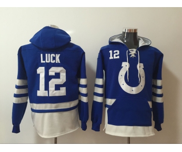 Men's Indianapolis Colts #12 Andrew Luck NEW Royal Blue Pocket Stitched NFL Pullover Hoodie