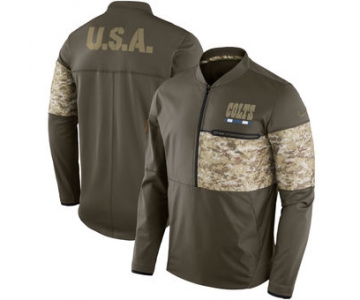 Nike Indianapolis Colts Olive Salute to Service Sideline Hybrid Half-Zip Pullover Jacket