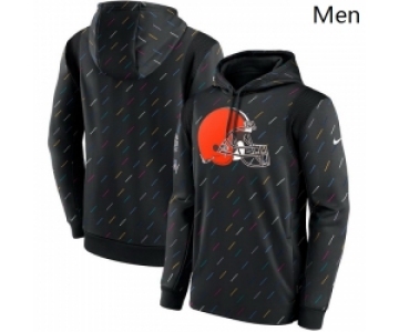Men Cleveland Browns Nike Charcoal 2021 NFL Crucial Catch Therma Pullover Hoodie