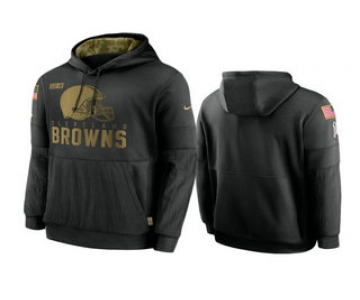 Men's Cleveland Browns Black 2020 Salute to Service Sideline Performance Pullover Hoodie