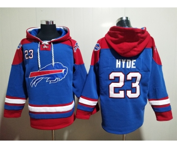 Men's Buffalo Bills #23 Micah Hyde Blue Ageless Must Have Lace Up Pullover Hoodie