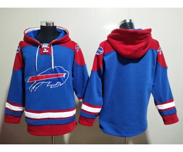 Men's Buffalo Bills Blank Blue Ageless Must Have Lace Up Pullover Hoodie