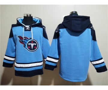 Men's Tennessee Titans Blank Blue Lace-Up Pullover Hoodie