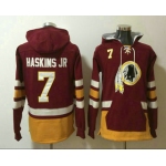 Men's Washington Redskins #7 Dwayne Haskins Jr NEW Burgundy Red Pocket Stitched NFL Pullover Hoodie