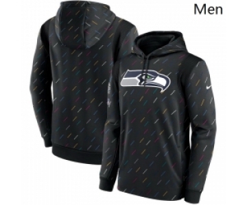 Men Seattle Seahawks Nike Charcoal 2021 NFL Crucial Catch Therma Pullover Hoodie