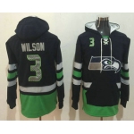 Men's Seattle Seahawks #3 Russell Wilson NEW Navy Blue Pocket Stitched NFL Pullover Hoodie