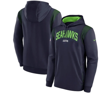 Mens Seattle Seahawks College Navy Sideline Stack Performance Pullover Hoodie