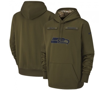 Men's Seattle Seahawks Nike Olive Salute to Service Sideline Therma Performance Pullover Hoodie