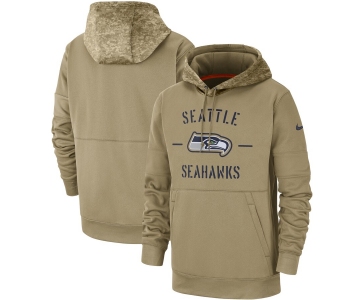 Men's Seattle Seahawks Nike Tan 2019 Salute to Service Sideline Therma Pullover Hoodie