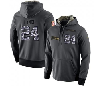NFL Men's Nike Seattle Seahawks #24 Marshawn Lynch Stitched Black Anthracite Salute to Service Player Performance Hoodie