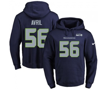 Nike Seahawks #56 Cliff Avril Navy Blue Name & Number Pullover NFL Hoodie