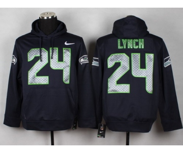 Nike Seattle Seahawks #24 Marshawn Lynch Navy Blue Hoodie