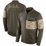 Nike Seattle Seahawks Olive Salute to Service Sideline Hybrid Half-Zip Pullover Jacket