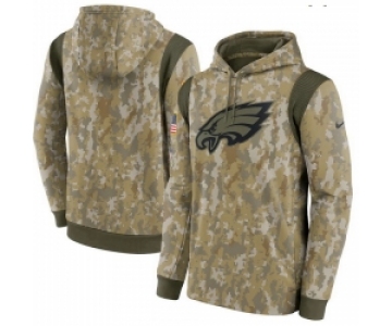 Men Philadelphia Eagles Nike Camo 2021 Salute To Service Therma Performance Pullover Hoodie