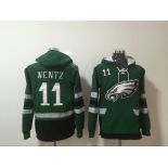 Men's Philadelphia Eagles #11 Carson Wentz NEW Green Pocket Stitched NFL Pullover Hoodie