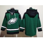 Men's Philadelphia Eagles Blank Green Lace-Up Pullover Hoodie