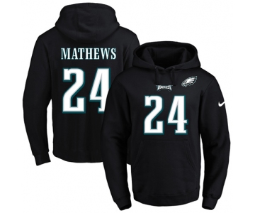 Nike Eagles #24 Ryan Mathews Black Name & Number Pullover NFL Hoodie