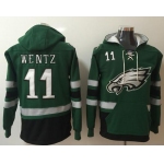 Nike Philadelphia Eagles #11 Carson Wentz Midnight Green Black Name & Number Pullover NFL Hoodie