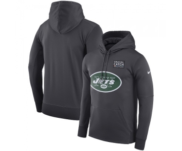 Men's New York Jets Nike Anthracite Crucial Catch Performance Pullover Hoodie