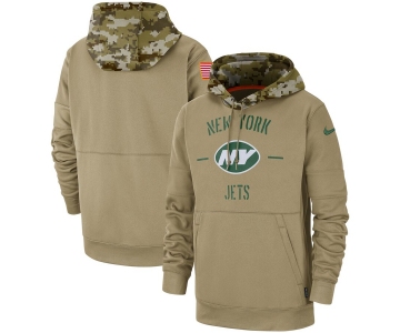 Men's New York Jets Nike Tan 2019 Salute to Service Sideline Therma Pullover Hoodie