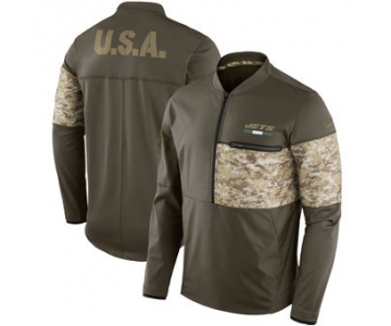 Nike New York Jets Olive Salute to Service Sideline Hybrid Half-Zip Pullover Jacket