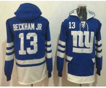 Men's New York Giants #13 Odell Beckham Jr NEW Blue Pocket Stitched NFL Pullover Hoodie