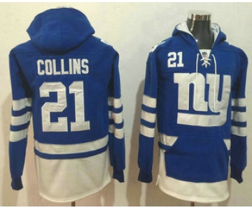 Men's New York Giants #21 Landon Collins NEW Blue Pocket Stitched NFL Pullover Hoodie