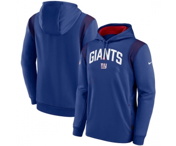 Mens New York Giants Blue Sideline Stack Performance Pullover Hoodie