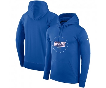 Men's New York Giants Nike Royal Sideline Property Of Wordmark Logo Performance Pullover Hoodie