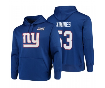 New York Giants #53 Oshane Ximines Nike NFL 100 Primary Logo Circuit Name & Number Pullover Hoodie Royal