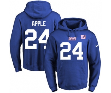 Nike Giants #24 Eli Apple Royal Blue Name & Number Pullover NFL Hoodie