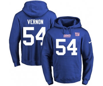 Nike Giants #54 Olivier Vernon Royal Blue Name & Number Pullover NFL Hoodie