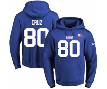 Nike Giants #80 Victor Cruz Royal Blue Name & Number Pullover NFL Hoodie