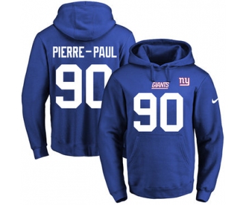 Nike Giants #90 Jason Pierre-Paul Royal Blue Name & Number Pullover NFL Hoodie