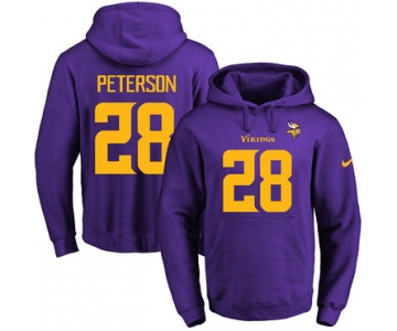 Nike Vikings #28 Adrian Peterson Purple(Gold No.) Name & Number Pullover NFL Hoodie