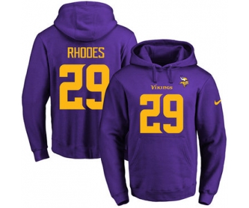 Nike Vikings #29 Xavier Rhodes Purple(Gold No.) Name & Number Pullover NFL Hoodie