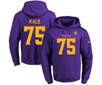 Nike Vikings #75 Matt Kalil Purple(Gold No.) Name & Number Pullover NFL Hoodie