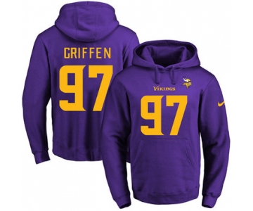 Nike Vikings #97 Everson Griffen Purple(Gold No.) Name & Number Pullover NFL Hoodie